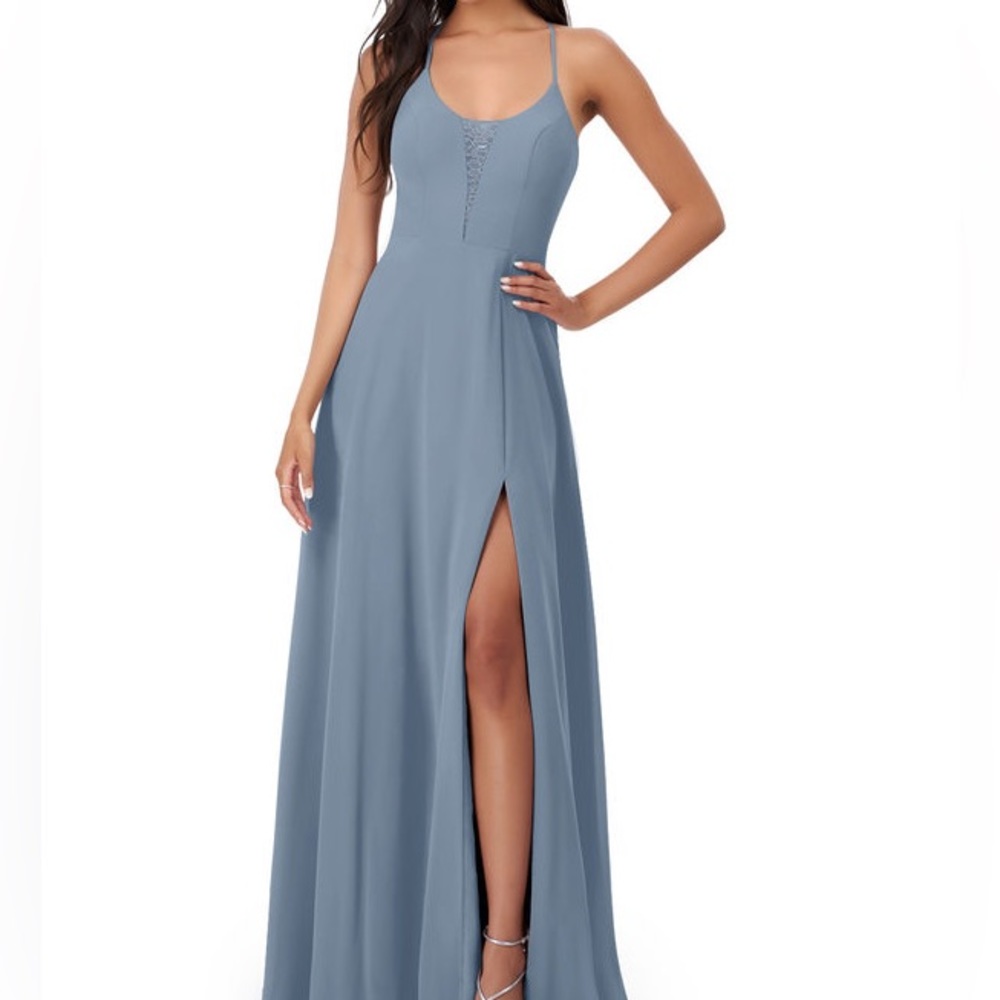Azazie Dusty Blue Linnette size A14